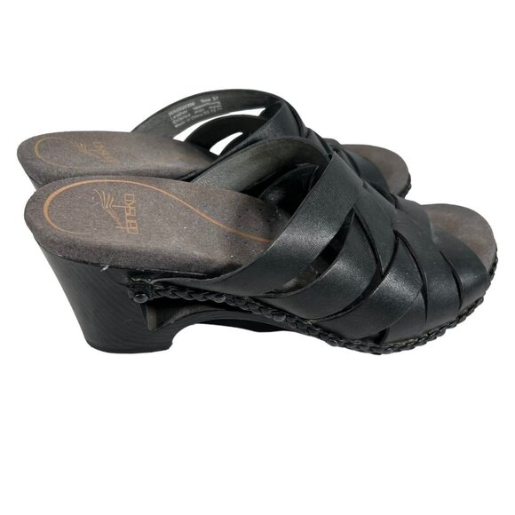 Dansko Womens Black Woven Leather Open Toe Cut-out Heel Shoes Braid Trim Sz 37 - Picture 8 of 11